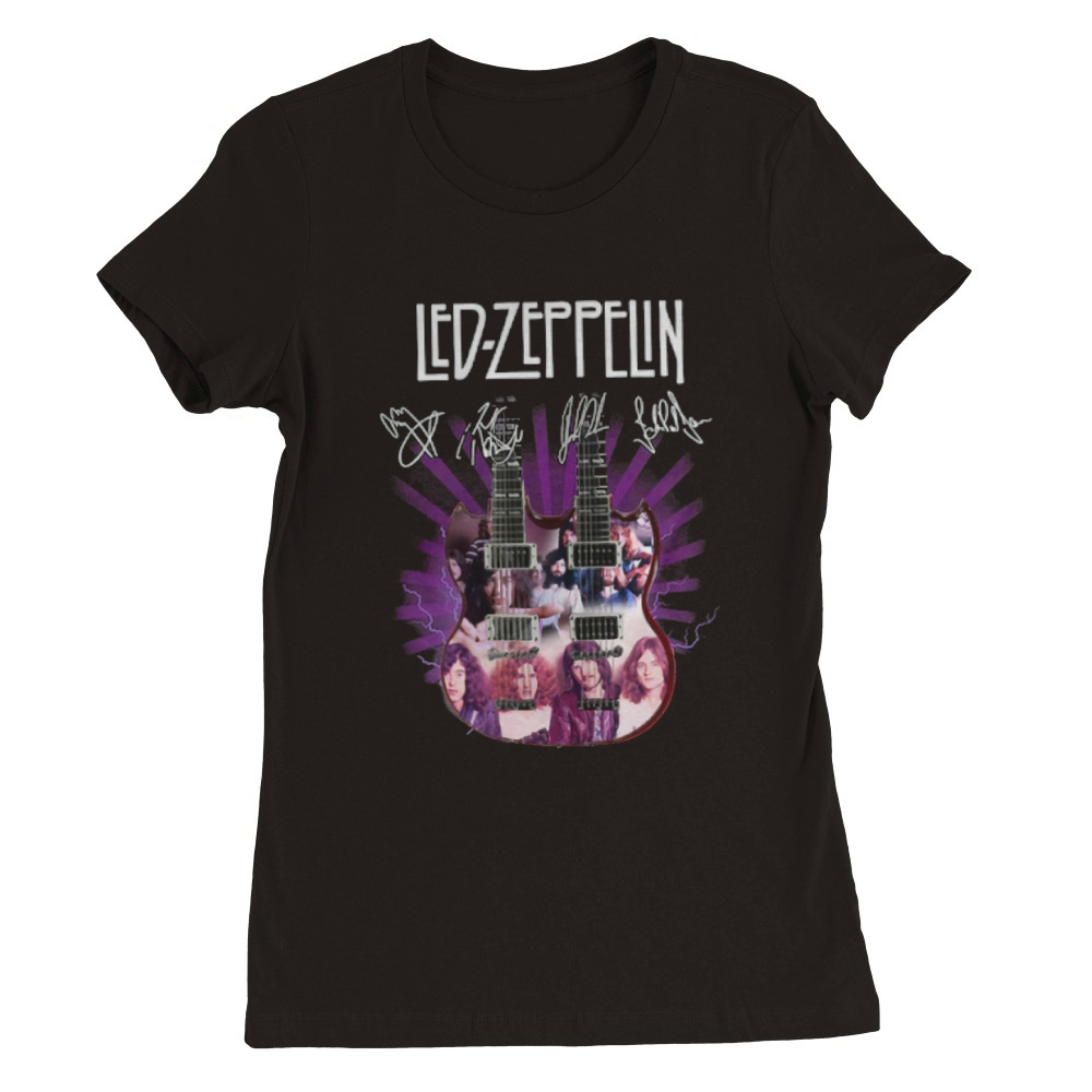 Led Zeppelin signatures two guitar shirt Premium Womens Crewneck T-shirt