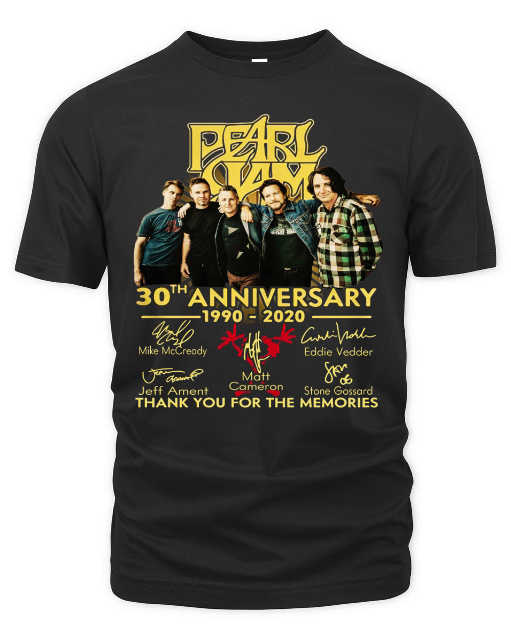 Pearl Jam 30th anniversary 1990 2020 signatures thank you for the memories shirt Organic Unisex T-shirt