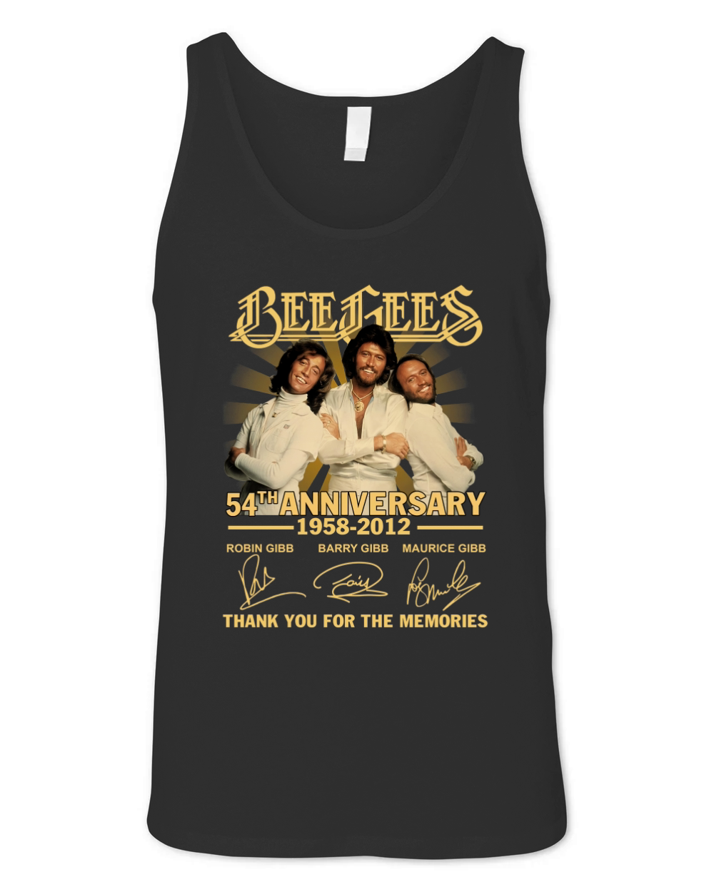Bee gees 54th anniversary 1958 2012 thank you for the memories signatures Unisex Jersey Tank