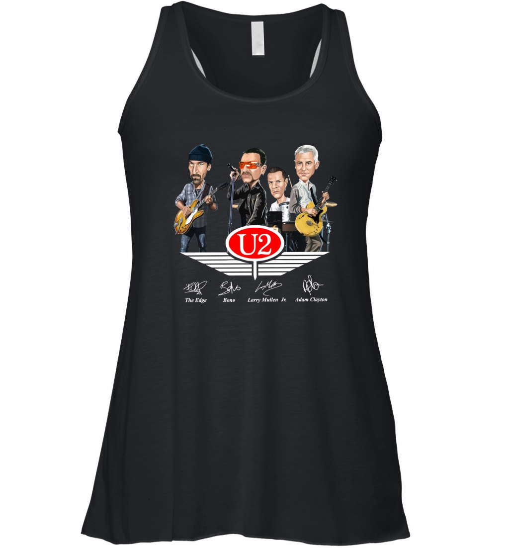 U2 signatures Larry Mullen Jr The Edge Bono Adam Clayton shirt Women's Flowy Tank Top