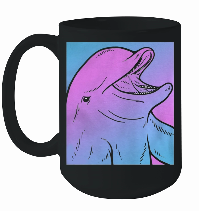 Vaporwave Dolphin Aesthetic T-Shirt - Pastel Goth Sealife Ceramic Mug