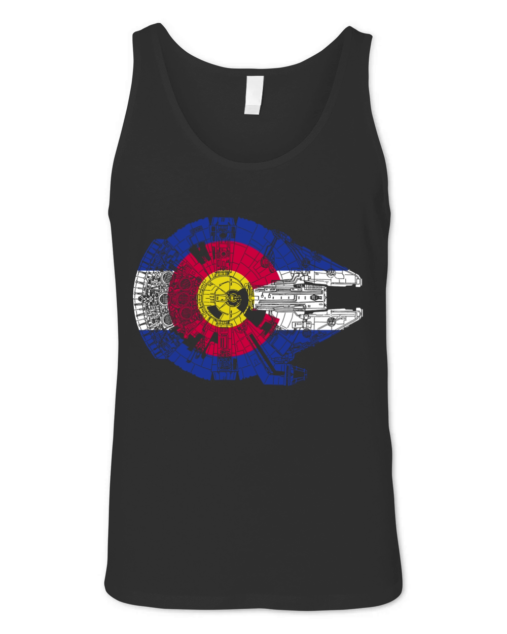 Colorado Flag and The Millennium Falcon Unisex Jersey Tank