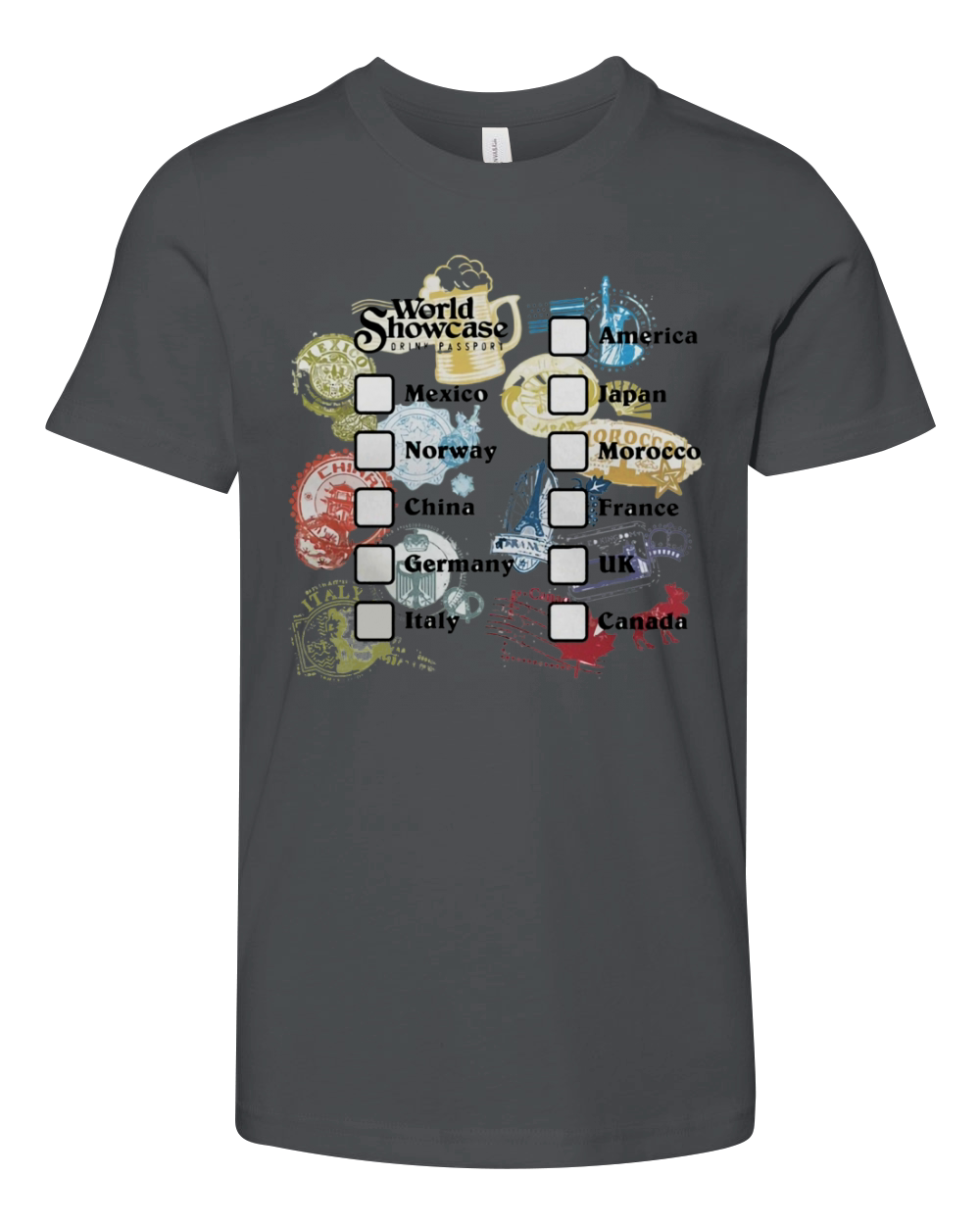 Drink Around the World-EPCOT Passport Shirt Youth Unisex Jersey Tee