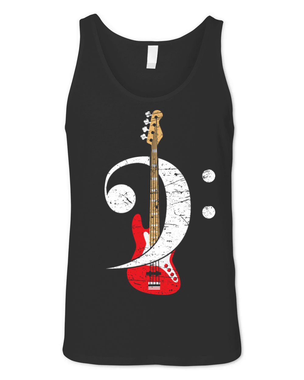Bass Cleff Headstock - Guitar Unisex Jersey Tank