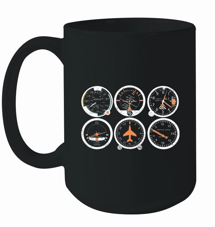 BASIC SIX FLIGHT INSTRUMENTS VINTAGE PILOTS Ceramic Mug