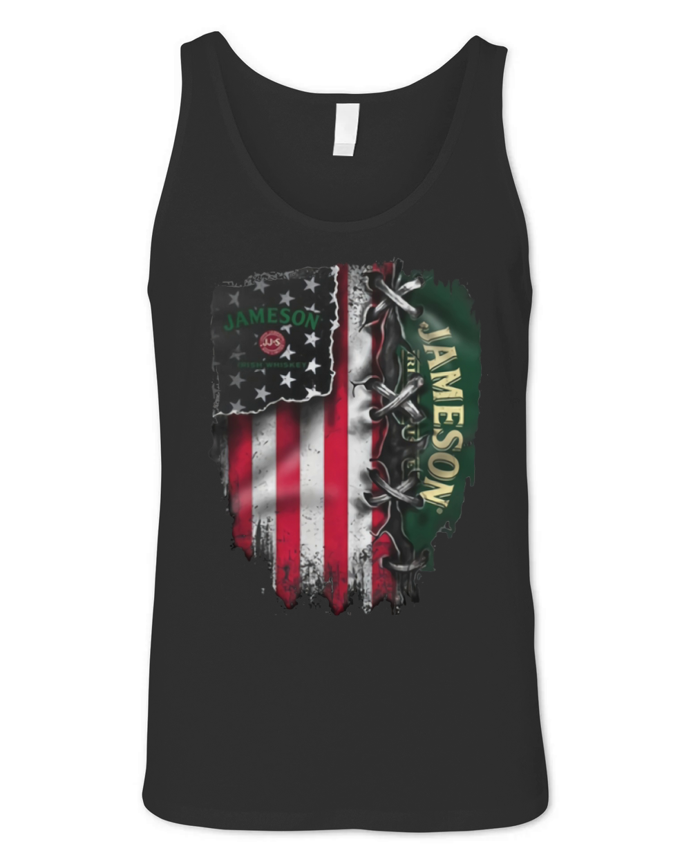 Jameson Irish Whiskey inside American flag Unisex Jersey Tank