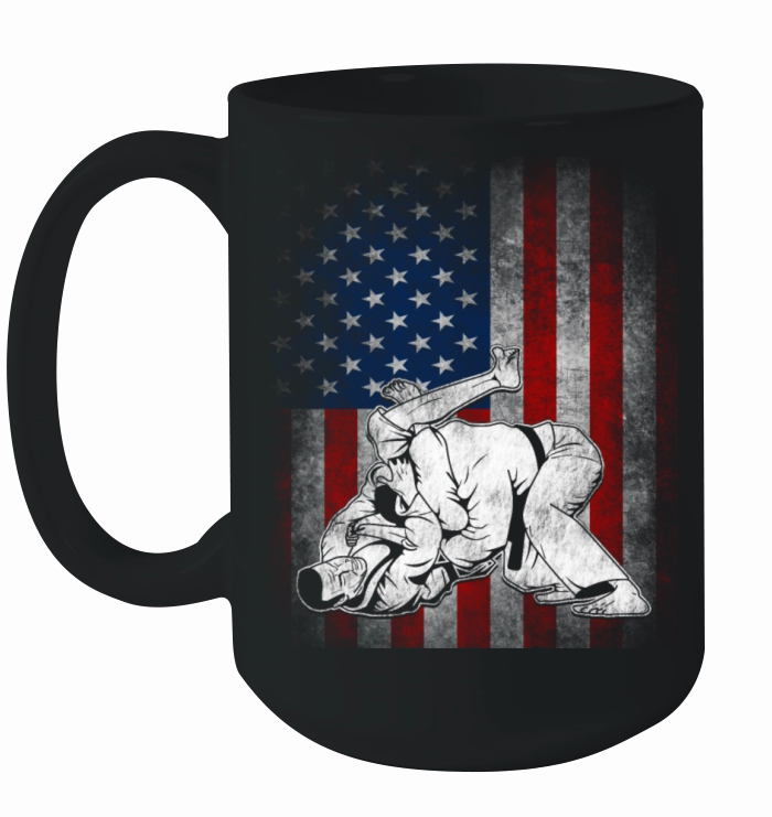 Jiu JItsu BJJ MMA US Flag Shirt Gift for Jiujitsu Ceramic Mug