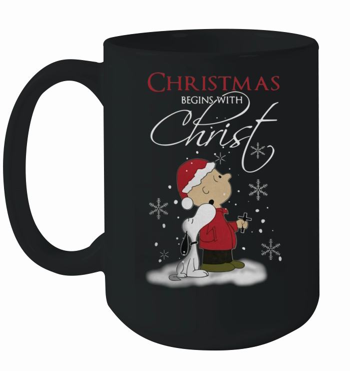 Snoopy and Charlie Christmas begins with Christ Ceramic Mug