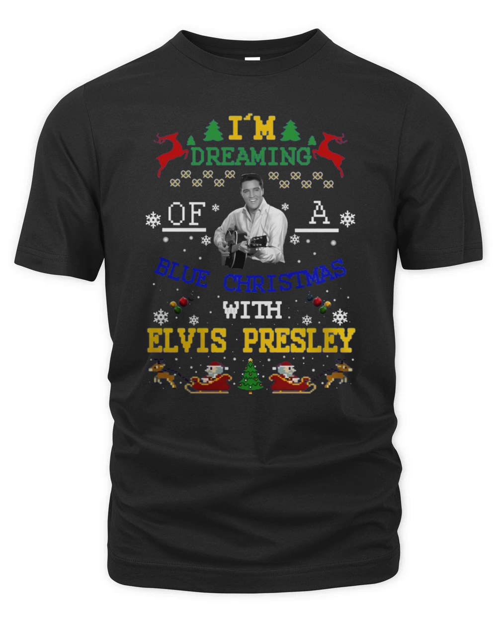 Blue Christmas with Elvis Presley Organic Unisex T-shirt