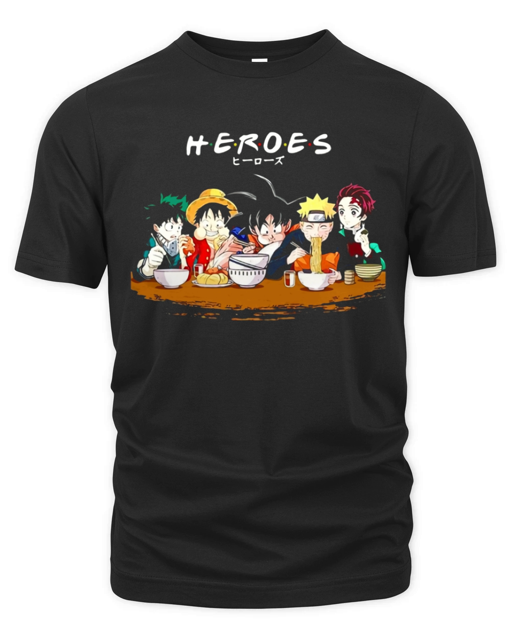 Mashup Heroes characters Anime eat together shirt Organic Unisex T-shirt