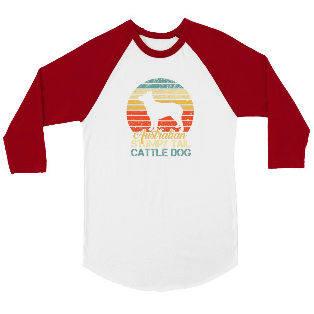 VINTAGE AUSTRALIAN STUMPY TAIL CATTLE DOG Unisex ¾ sleeve Raglan T-shirt