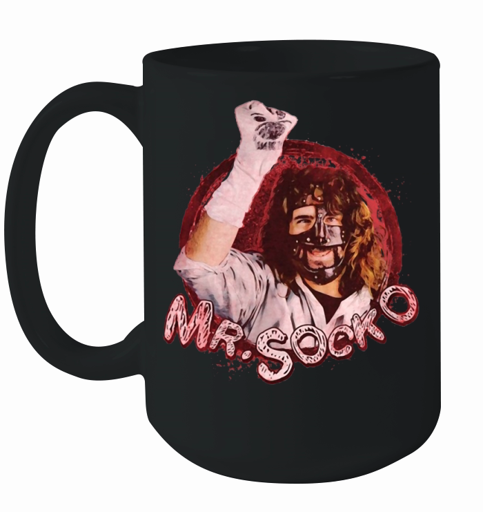 WWE Mankind Mr Socko Mick Foley Vintage Distressed T-Shirt Ceramic Mug