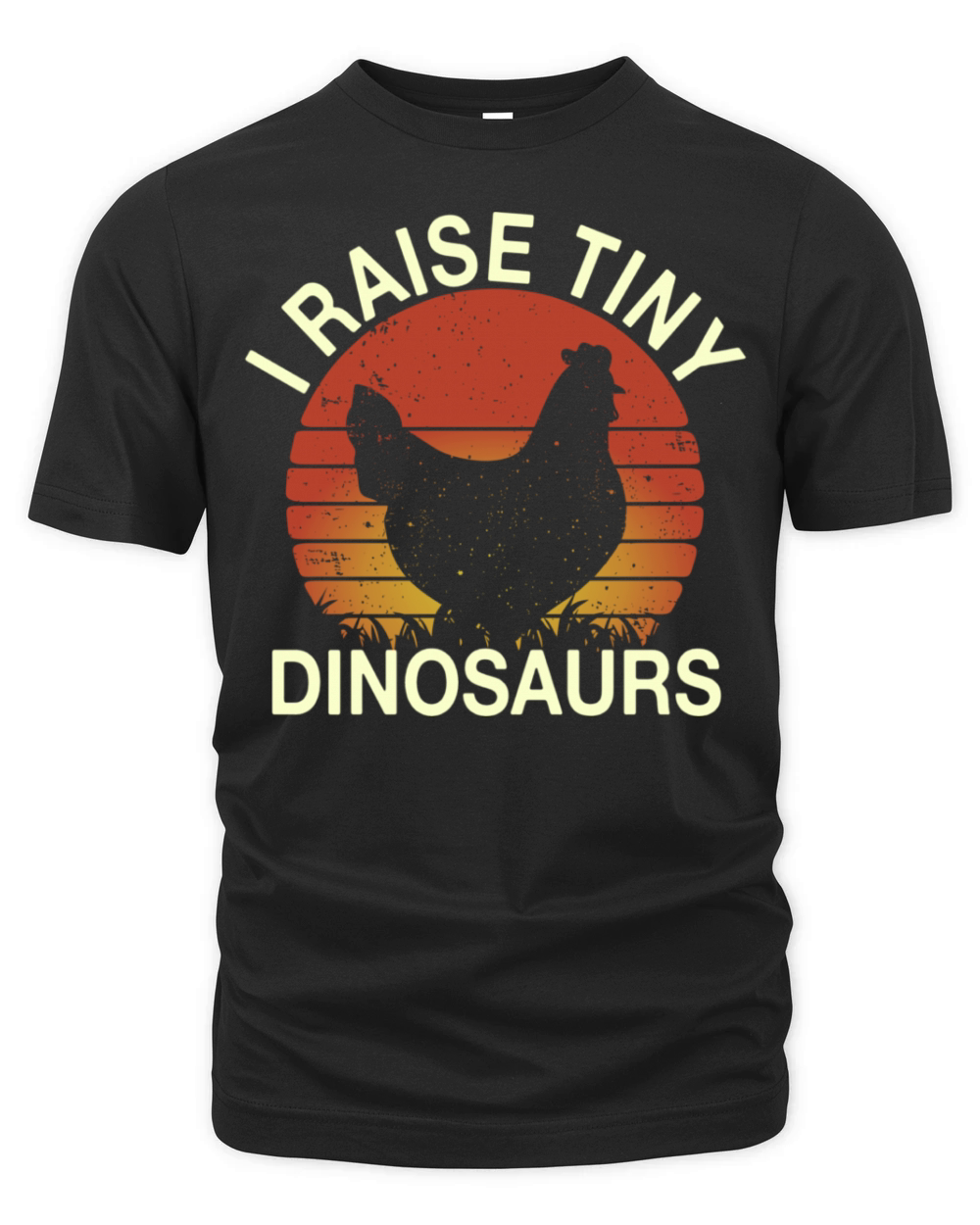 Funny Chicken I Raise Tiny Dinosaurs Vintage Retro Organic Unisex T-shirt
