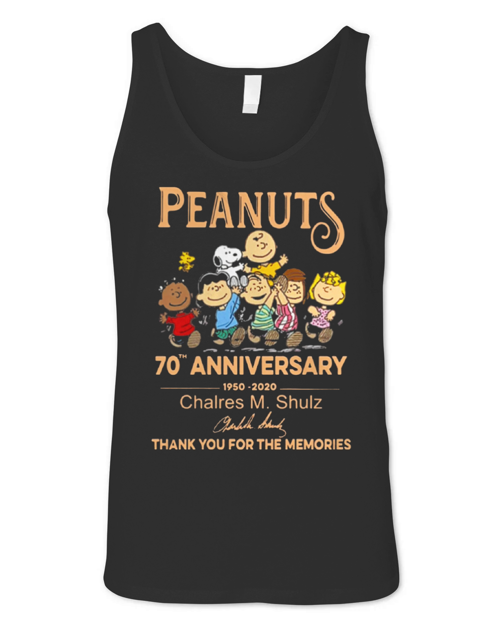 Peanuts Snoopy 70th Anniversary thank you for the memories signature Unisex Jersey Tank