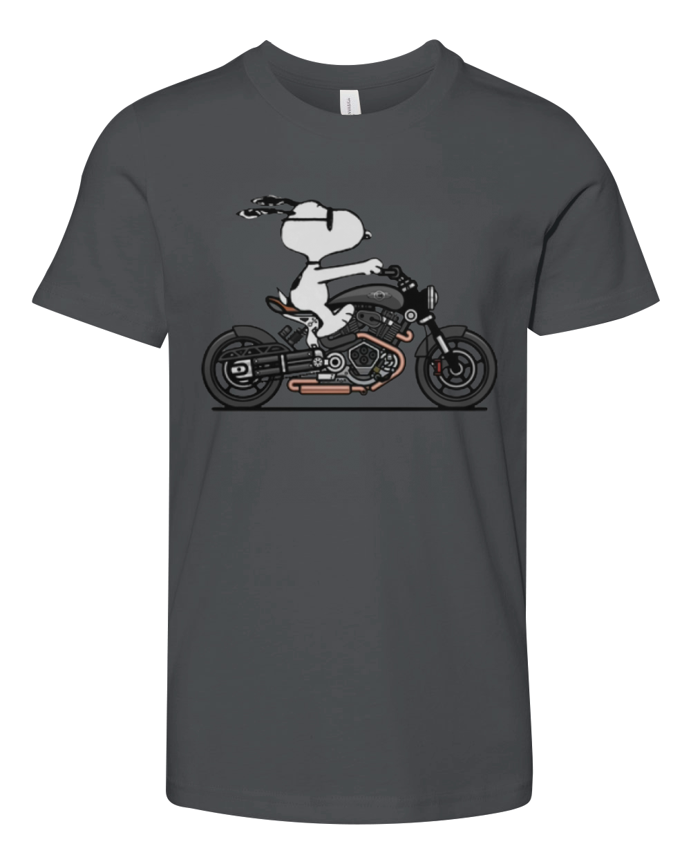 Snoopy riding motorcycle shirt Youth Unisex Jersey Tee