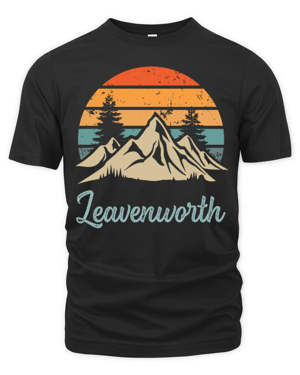 Leavenworth Retro Vintage Mountain Sunset Outdoors Organic Unisex T-shirt