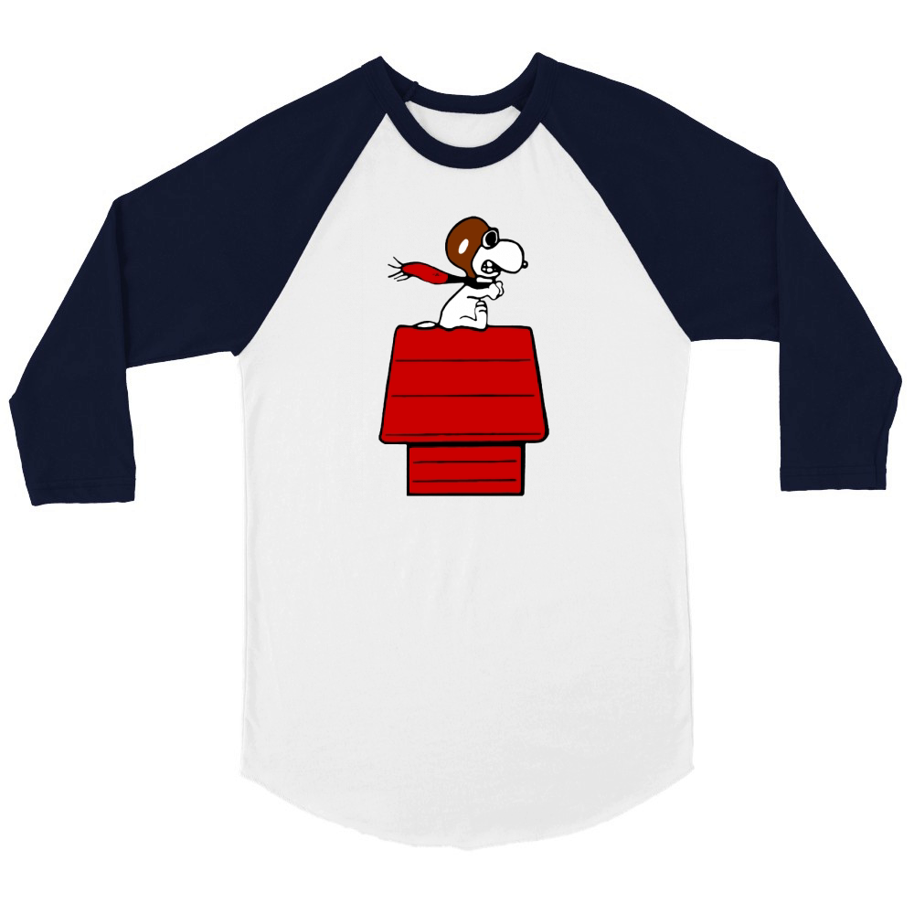 Snoopy Flying Ace Unisex ¾ sleeve Raglan T-shirt