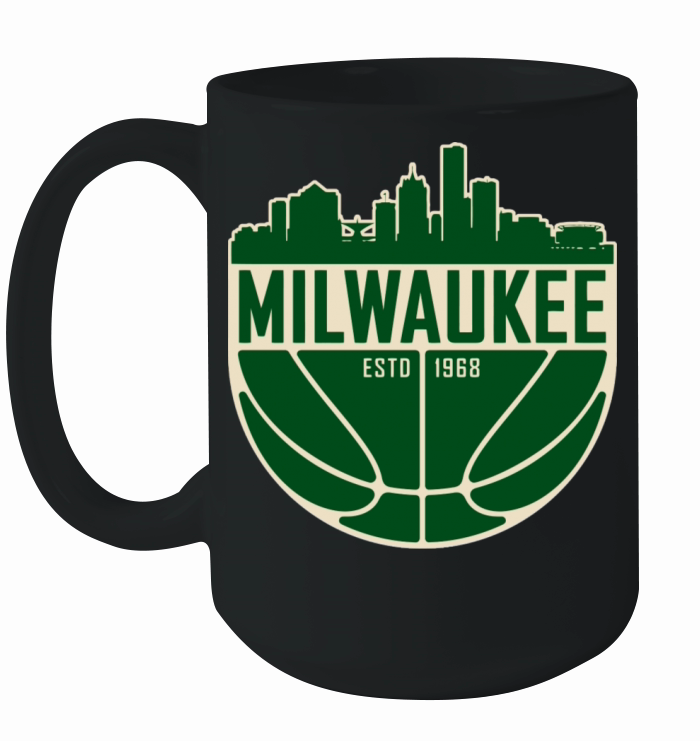 Milwaukee Basketball Skyline Vintage Wisconsin Ret Ceramic Mug