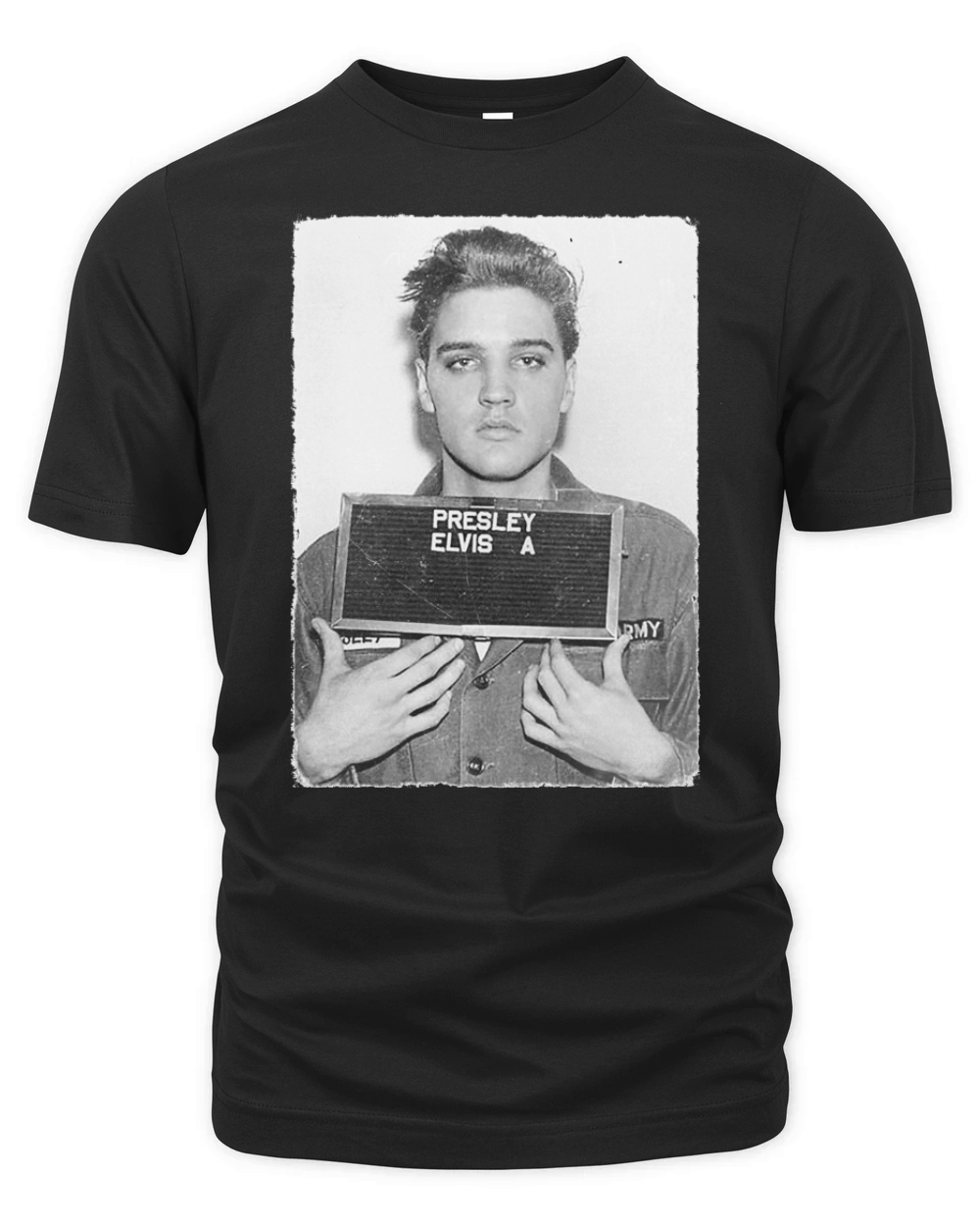 Elvis Presley Army Mug Shot Organic Unisex T-shirt