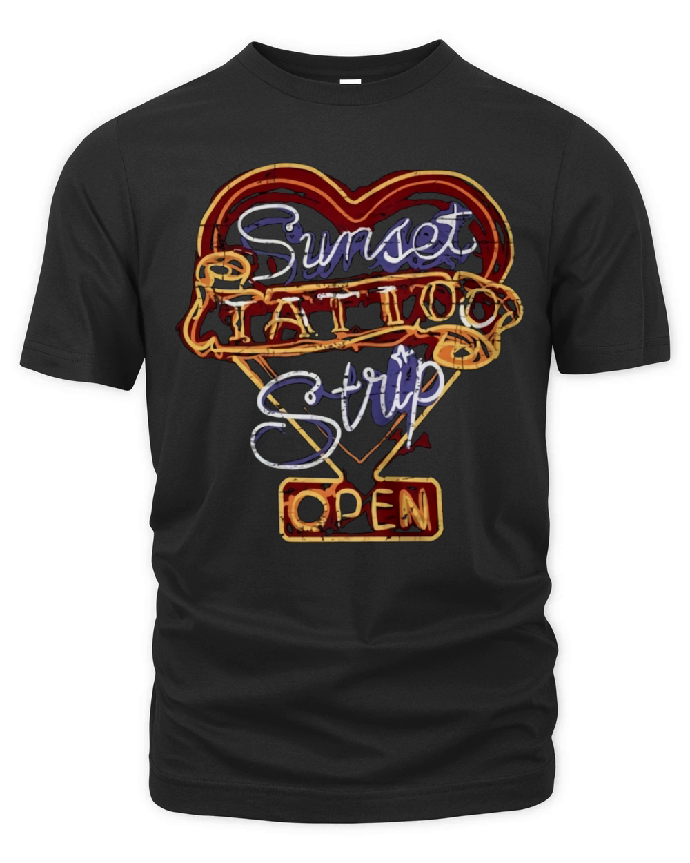 Sunset Tattoo Strip Cool Vintage Rock and Roll Sign Tshirt Organic Unisex T-shirt