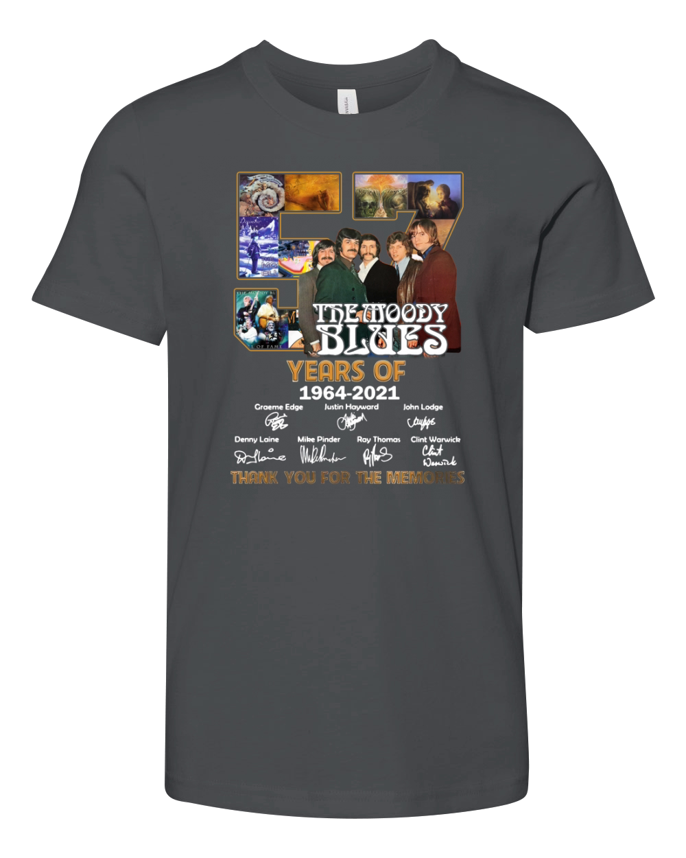 The Moody Blues 57 years of 1964 2021 signatures thank you for the memories Youth Unisex Jersey Tee