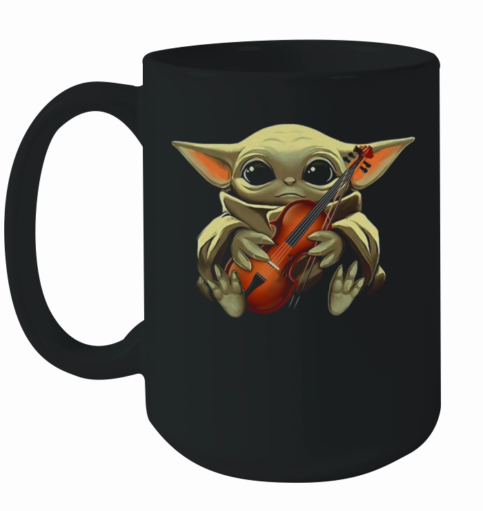 Baby Yoda Hugging Violin Ceramic Mug