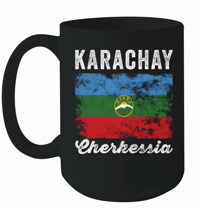 Karachay Cherkessia Flag Distressed Ceramic Mug