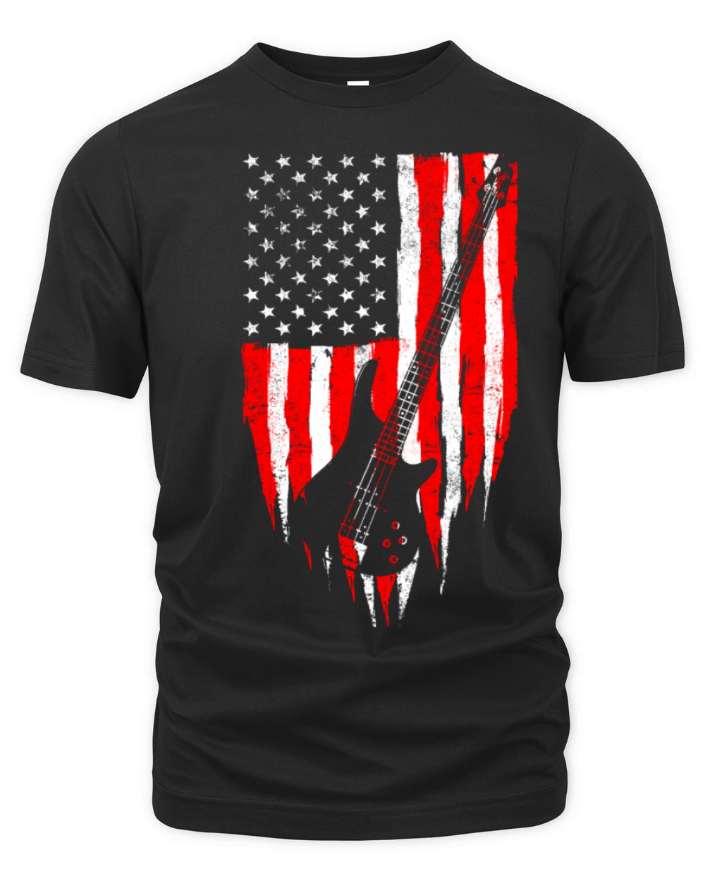 AMERICAN BASSAmerican Flag Guitar Vintage Music Organic Unisex T-shirt