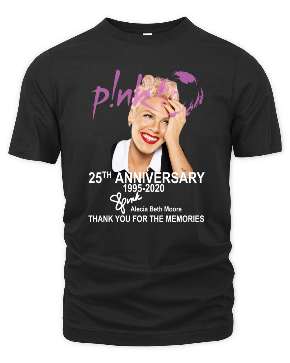 Pink 25th Anniversary 1995-2020 signature Alecia Beth Moore shirt Organic Unisex T-shirt