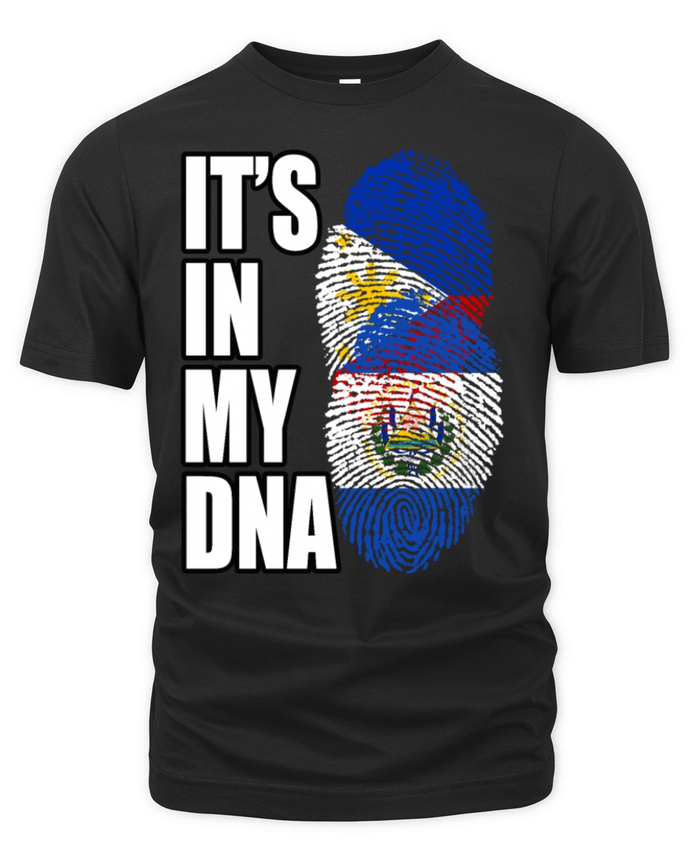 Salvadoran And Filipino Mix Heritage DNA Flag Organic Unisex T-shirt