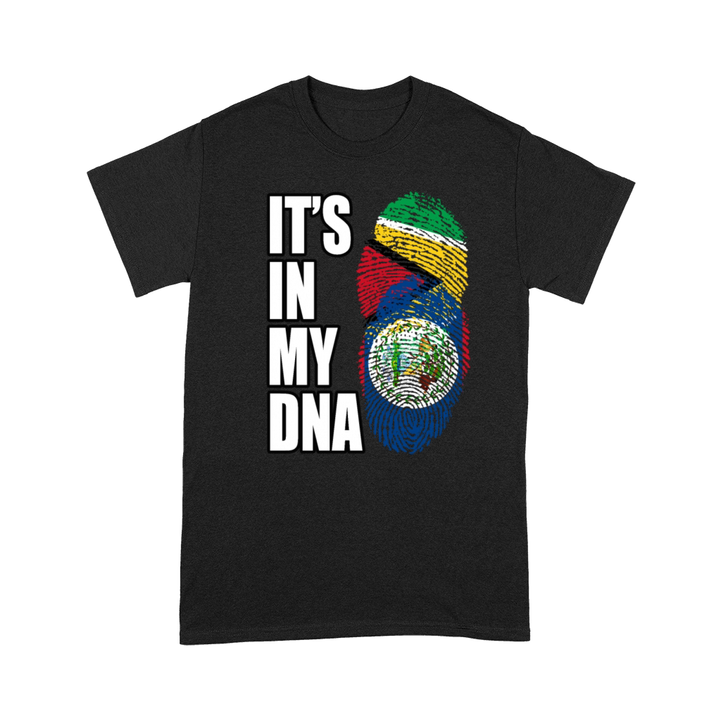 Guyanese And Belizean Mix Heritage DNA Flag Premium T-shirt