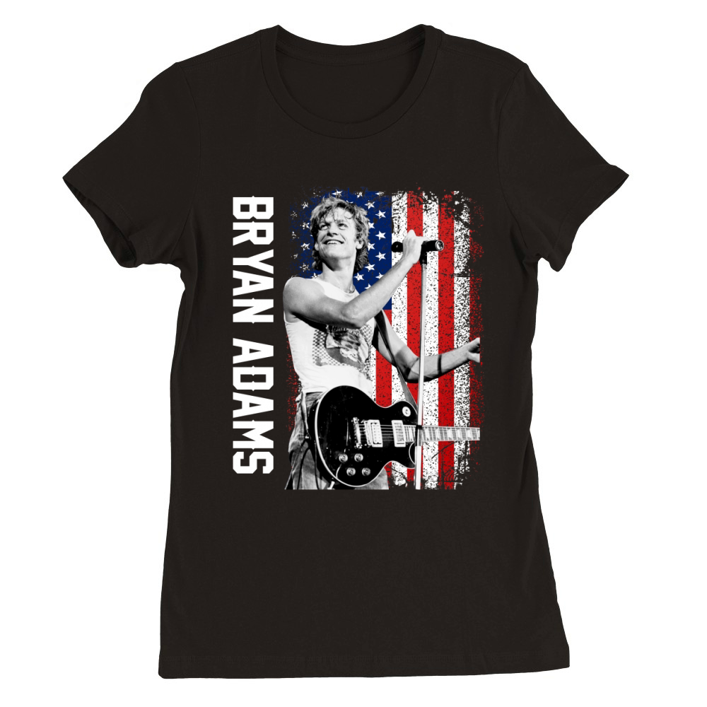 Discover Cool Bryan Adams American Flag Premium Womens Crewneck T-shirt