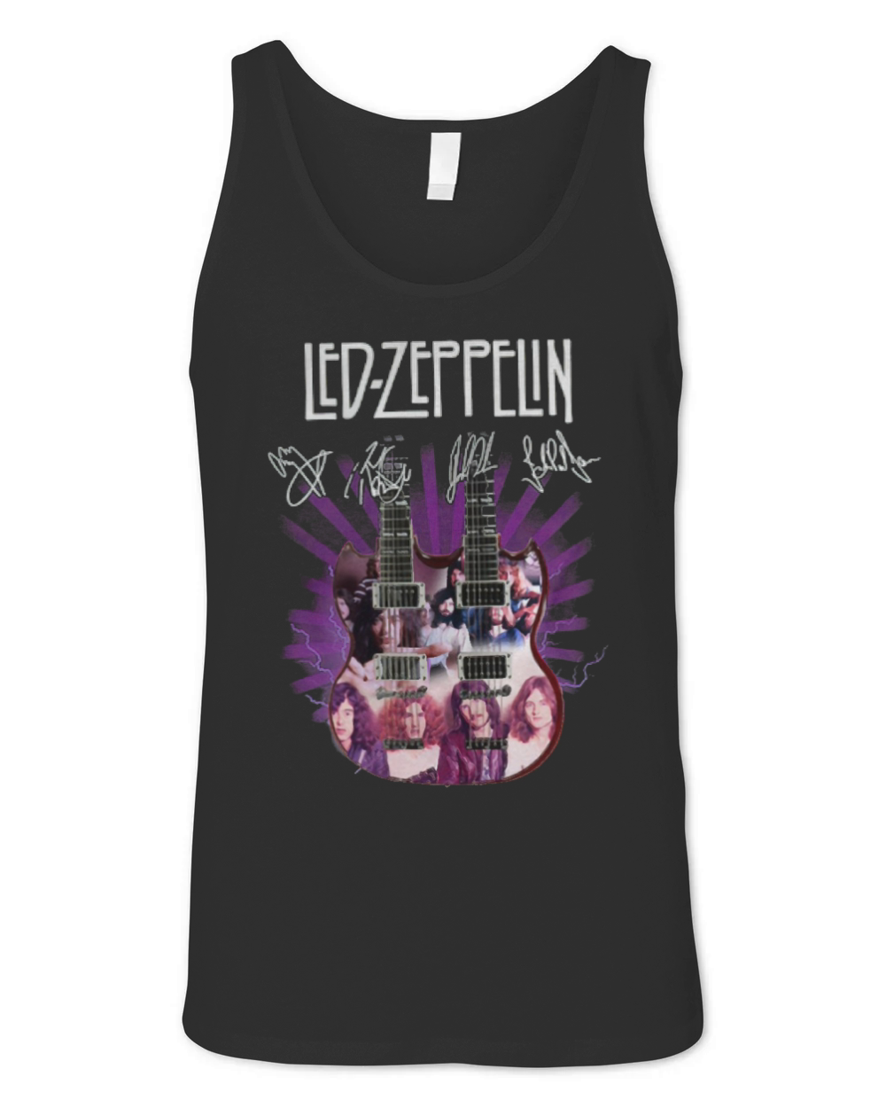 Led Zeppelin signatures two guitar shirt Unisex Jersey Tank