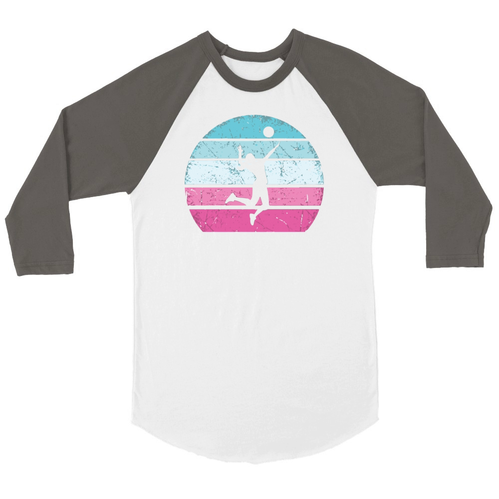 Volleyball Girl Retro Vintage Unisex ¾ sleeve Raglan T-shirt