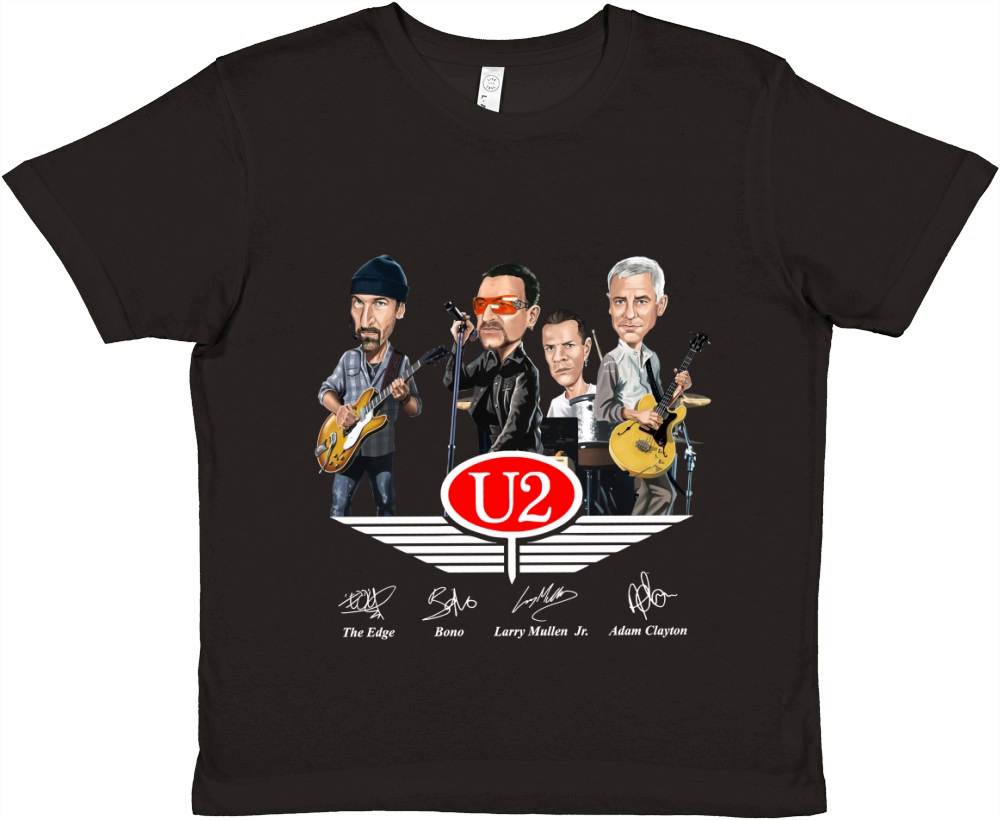 U2 signatures Larry Mullen Jr The Edge Bono Adam Clayton shirt Premium Kids Crewneck T-shirt