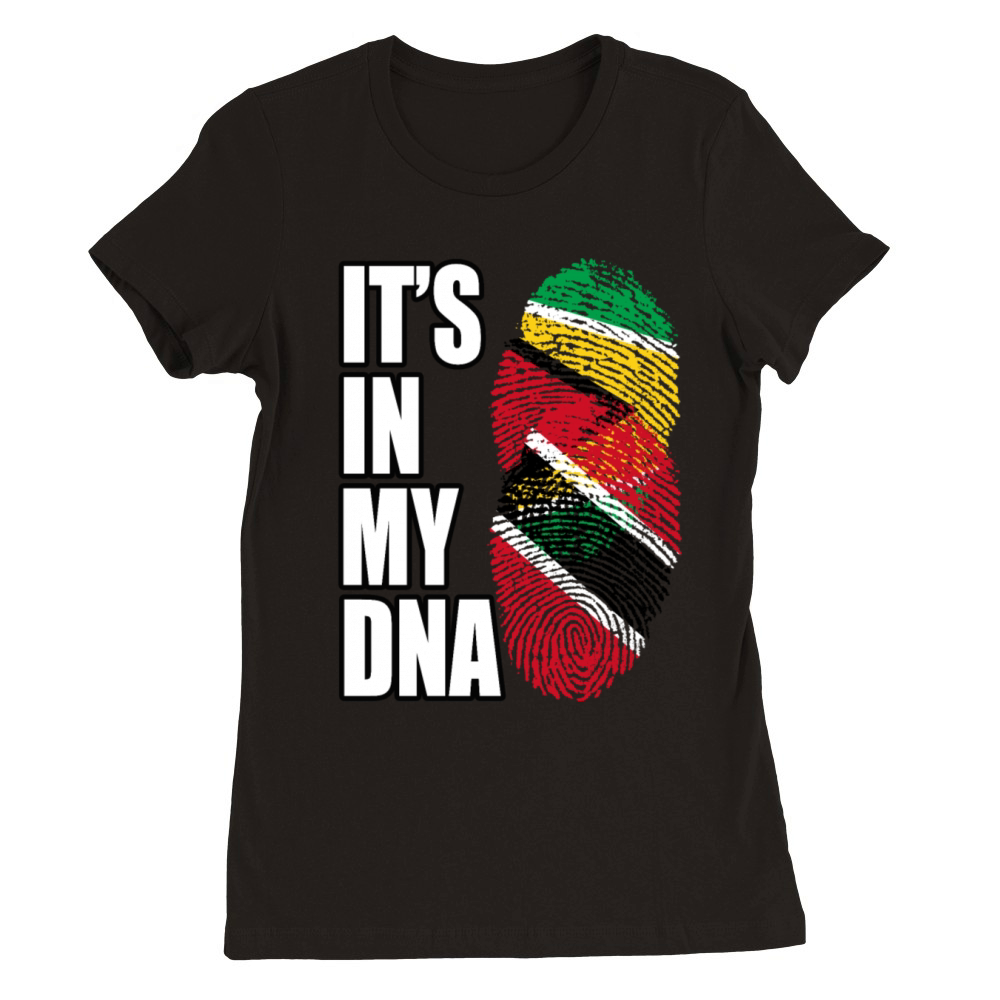 Guyanese And Trinidad Tobago Mix Heritage DNA Flag Premium Womens Crewneck T-shirt