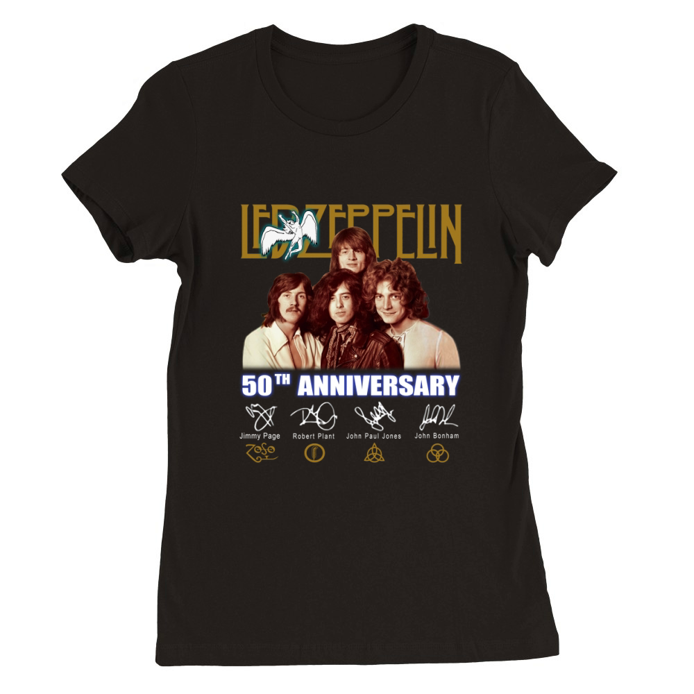 Led Zeppelin members 50th Anniversary signatures shirt Premium Womens Crewneck T-shirt