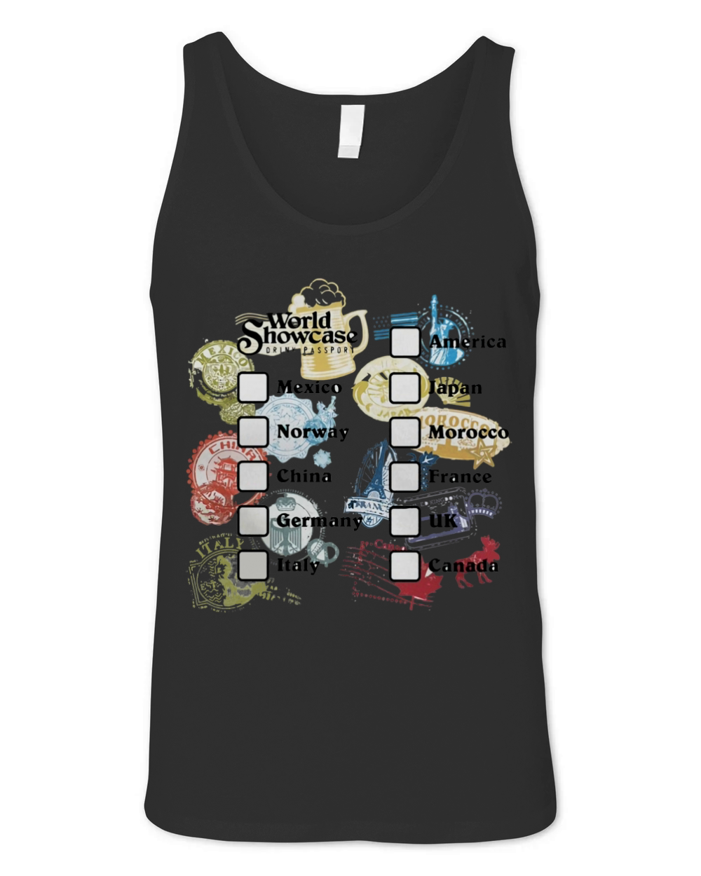 Drink Around the World-EPCOT Passport Shirt Unisex Jersey Tank