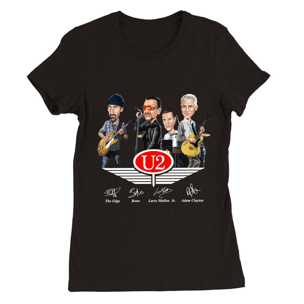 U2 signatures Larry Mullen Jr The Edge Bono Adam Clayton shirt Premium Womens Crewneck T-shirt