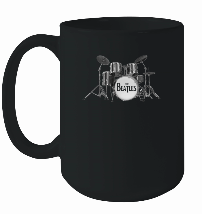 The Beatles Drums Black Ceramic Mug