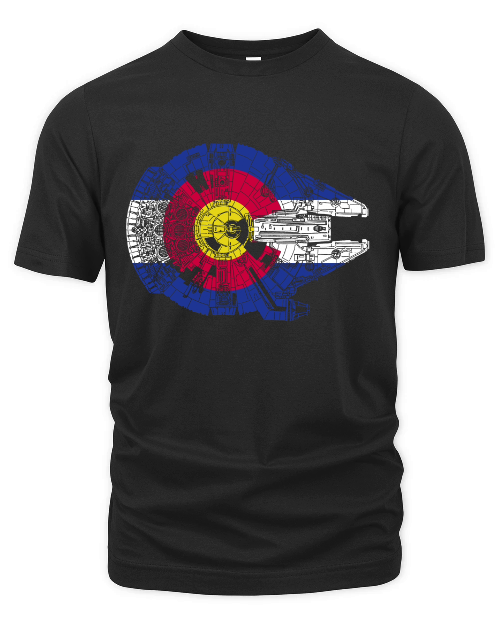 Colorado Flag and The Millennium Falcon Organic Unisex T-shirt