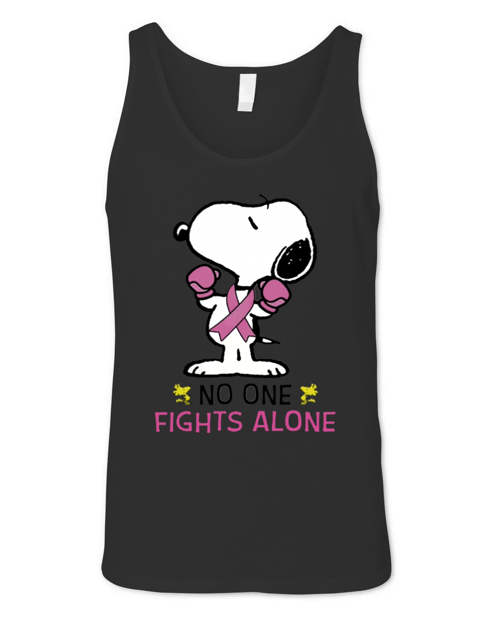 Snoopy no one fights alone Breast Cancer Awareness shirt Unisex Jersey Tank
