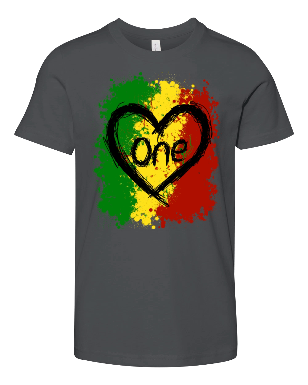 One Love Reggae Heart Rasta Colors Reggaeton Music Youth Unisex Jersey Tee