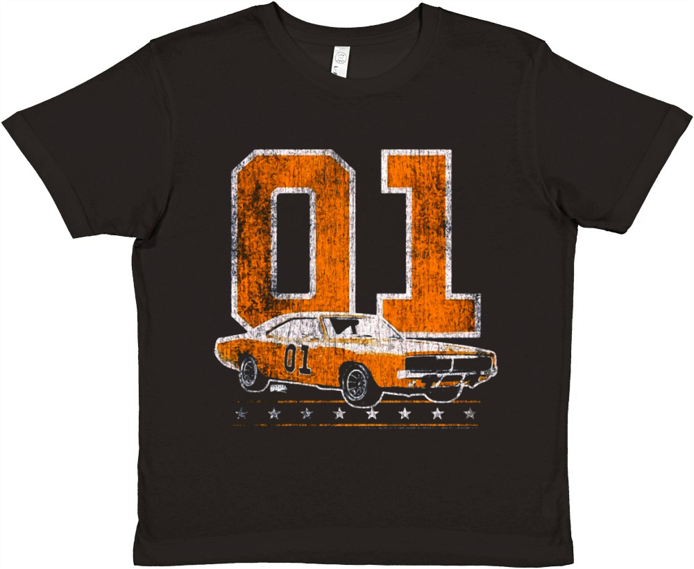 DUKES OF HAZZARD GENERAL LEE 2 COLOR VINTAGE ON ORANGE Premium Kids Crewneck T-shirt