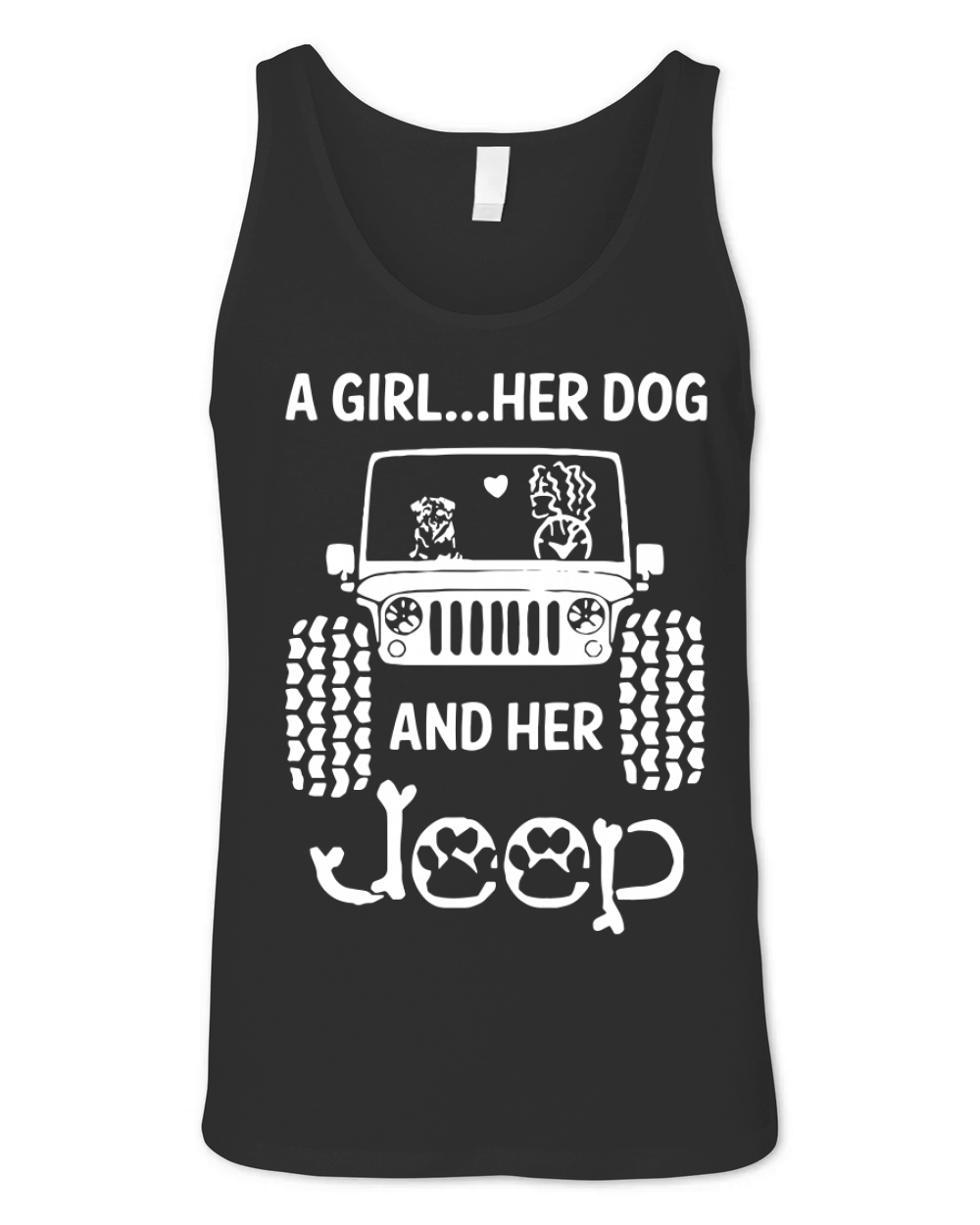 A GIRL HER DOG AND HER JEEP Unisex Jersey Tank
