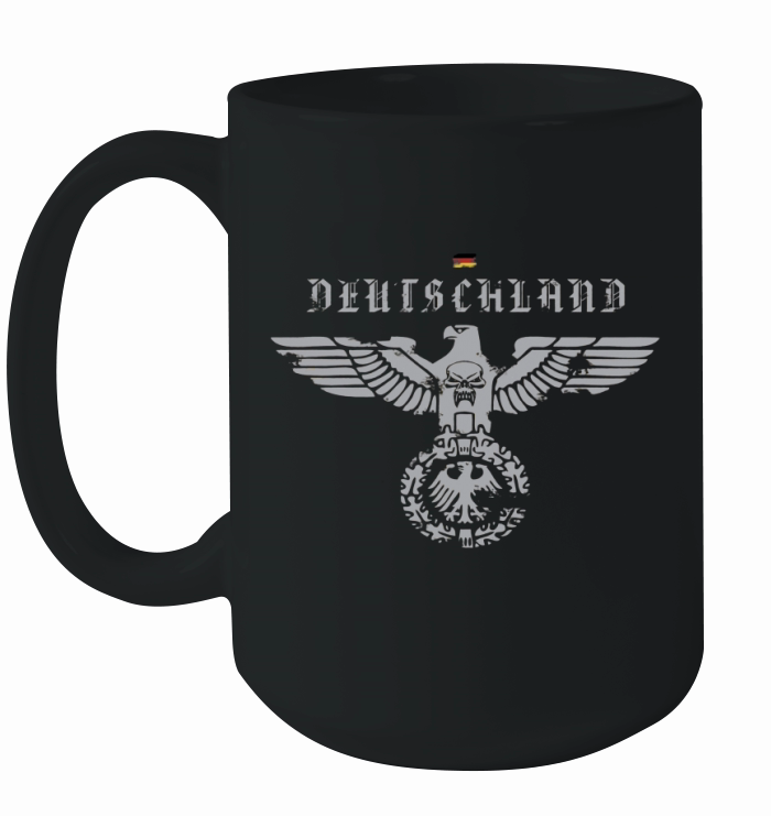 Deutschland German Shirt, Eagle with Skull, Vintage Ceramic Mug