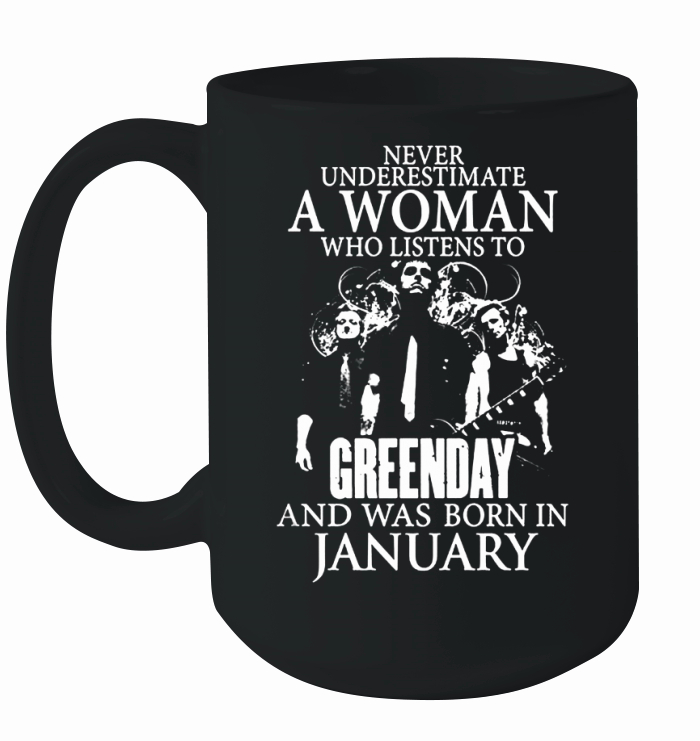 Never Underestimate A Woman Who Listens To Greenday And Was Born In February Ceramic Mug