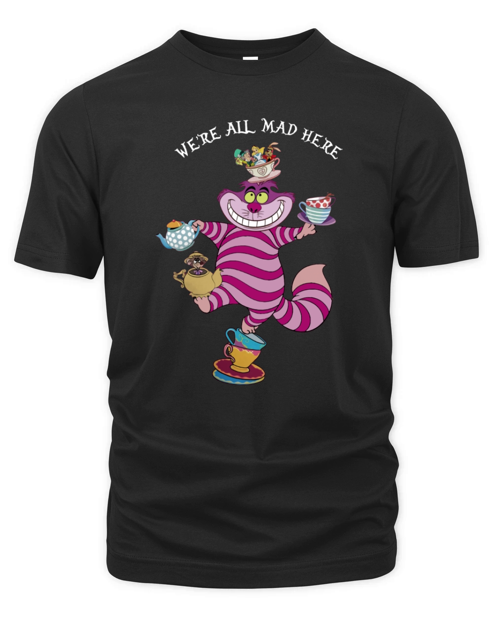 Cheshire cat mad here Organic Unisex T-shirt