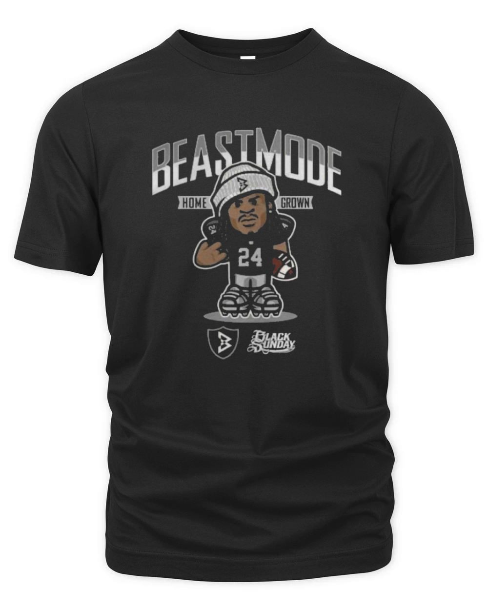 Marshawn Lynch Beast Mode Black Sunday  Baseball Sport Organic Unisex T-shirt