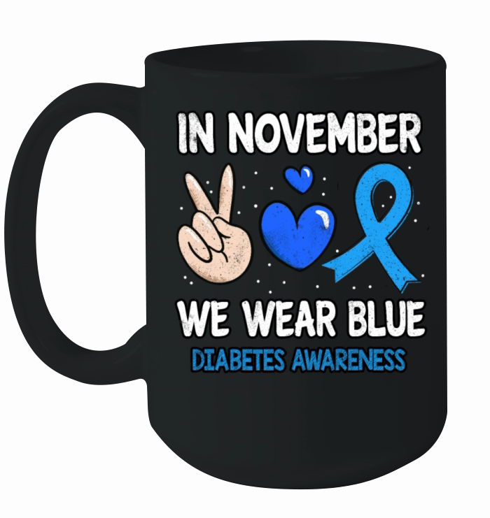 Love Peace Blue November Diabetes Awareness Ceramic Mug